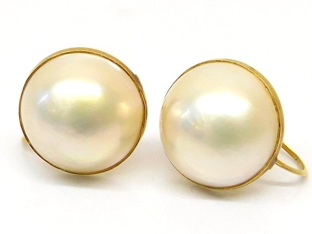 K18YGマベパール約14mmイヤ...