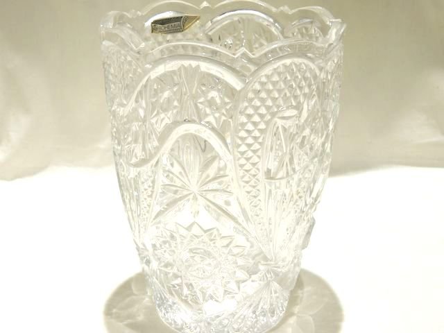 未使用品　BOHEMIA Crystal カットガラス花瓶 中型 BOHEMIA ボヘミア クリスタルカットガラス フラワーベース 花瓶 クリア