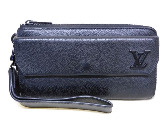 ヴィトン ■ LVアエログラム ジッピーウォレット 長財布 M69831 レザー 黒 ブラック メンズ LOUIS VUITTON □8A キク100