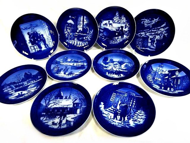 樂天商城 - 美品 ROYAL COPENHAGEN 10枚セット ■ 1994年～2003年 イヤープレート ブルー系 皿 ロイヤルコペンハーゲン 箱付き □7L