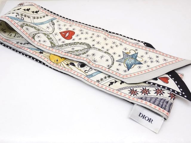 Other - クリスチャンディオール ■ ミッツァ リボン スカーフ シルク 76MTA1061640 Christian Dior□8A
