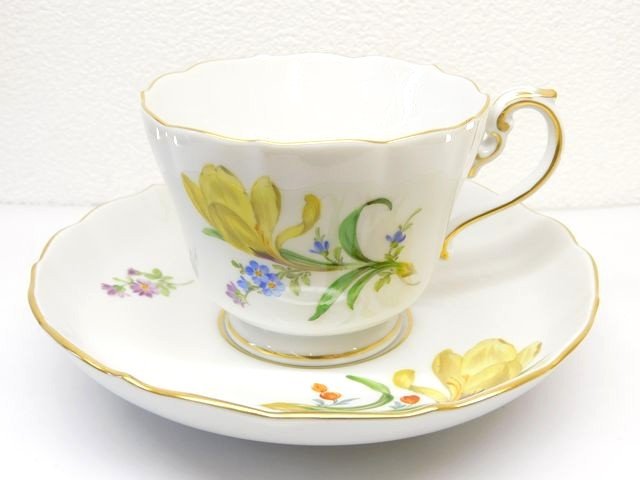 6 Meissen マイセン ■ フラワー カップ＆ソーサー 二つ花 ティー □8B