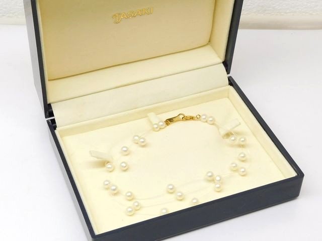 White Coral - TASAKI タサキ ■ K18金具 パール 真珠 レディース ワイヤーブレスレット 田崎真珠□8B