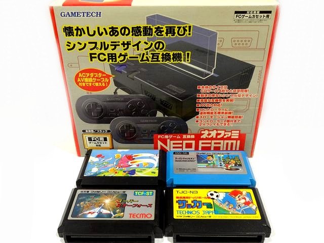 GAMETECH NEOFAMI ネオファミ ファミコンカセット4つ付き ◆ 互換機 昭和 ゲーム テレビゲーム 子供 ゲーム機 Nintendo □8B