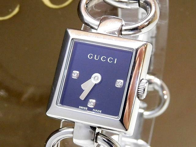 グッチ 120 時計 ■ トルナヴォーニ 3P ダイヤ ステンレス スクエア 文字盤 クォーツ バングルウォッチ GUCCI □8A8C
