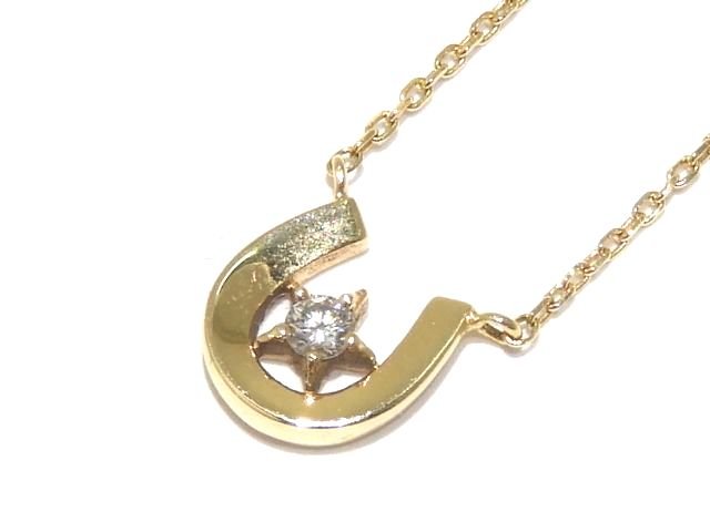 樂天商城 - 美品 スタージュエリー K10 D0.02ct ネックレス ☆ イエローゴールド ホースシュー ダイヤモンド STAR JEWELRY ペンダント ▼8C
