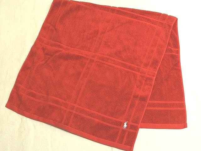 未使用品 ポロ ラルフローレン バスタオル ◆ レッド コットン チェック柄 POLO RALPH LAUREN ▼8Bの商品画像