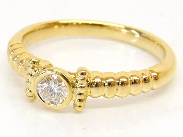 新品同様 ディオール K18 ■ イエローゴールド リング 指輪 10号 ダイヤ0.16ct 約3.2g レディース ChristianDior□ 8B8C●