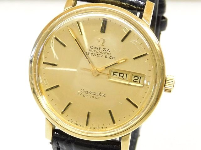 omega オメガ ☆ 14K イエローゴールド 自動巻き 腕時計 ウォッチ メンズ ティファニー文字盤リダン K14 □8C シト1000