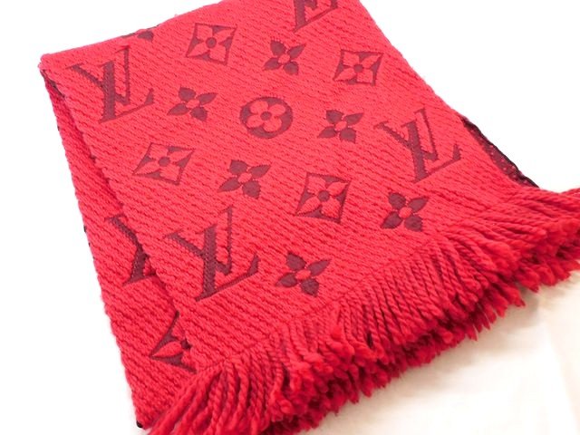LOUIS VUITTON - ヴィトン ■ マフラー エシャルプ ロゴマニア M72432 レッド レディース ウール シルク LOUIS VUITTON □8C