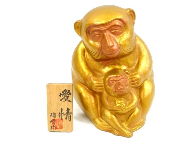 樂天商城 - 瑞峯作 愛情 さるの親子 置物 ◆ ゴールドカラー 飾り 置物 床の間 金色 芸術 作品 薄ゴールド □8C