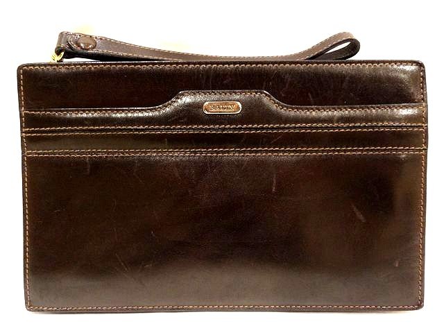 BALLY バリー クラッチバッグ ■ レザー オールド ブラウン 茶色 キャンバス メンズ □8C