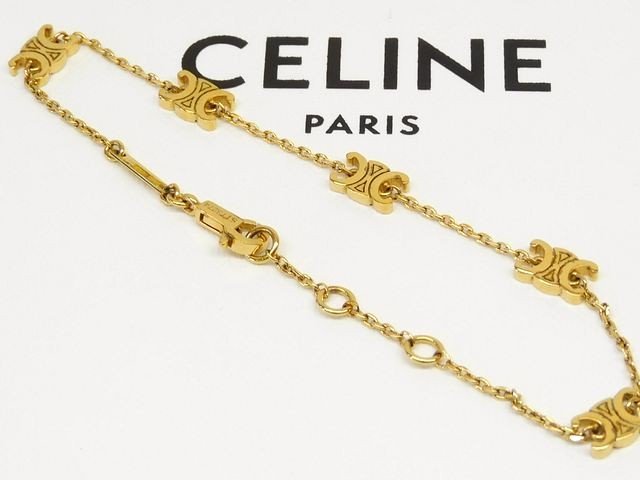 樂天商城 - まだ美品 CELINE セリーヌ ミニ トリオンフ ブレスレット ■ ゴールド系 レディース □8C8D
