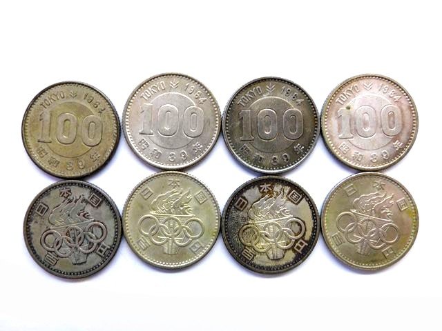 樂天商城 - ※送料無料※ コレクター必見!! 100円銀貨 8枚 昭和39年 1964 東京オリンピック 記念 SV600 ■ 銀貨幣 □8D
