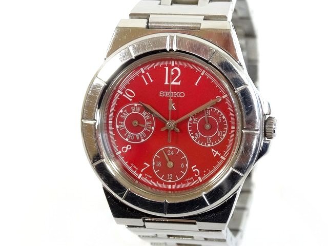セイコー lk ルキア ■ 5Y89-0B30 赤文字盤 シルバーカラー 腕時計 レディース デイデイト クォーツ SEIKO □8C8D