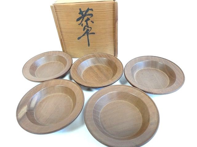 樂天商城 - 佳晃 木皿 5客セット ■ 天然木 茶道 木製 茶器 美術 芸術 煎茶 煎茶道具 菓子器 器 木製木皿 □8D