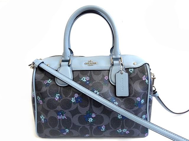 樂天商城 - COACH コーチ F59461 ■ シグネチャー ハンドバッグ ショルダーバッグ フローラル ブルー系 2WAY レディース □8D