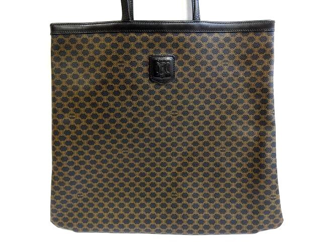 CELINE - セリーヌ CELINE ■ MC97/2 トートバッグ PVC レザー ブラウン系 書類入れ 仕事 レディース マカダム柄 総柄 □ 8D