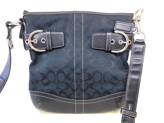 COACH - COACH コーチ F03574 ■ シグネチャー キャンバス×レザー クロスボディ ショルダーバッグ レディース ブラック系 □8D8E