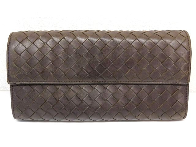 Bottega Veneta ボッテガヴェネタ ■ 150509 イントレチャート ウォレット 長財布 ダークブラウン系 メンズ レディース □8E