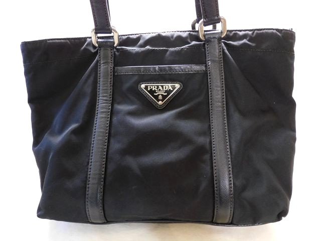プラダ PRADA ■ 肩掛けショルダートートバッグ ナイロン×レザー 三角ロゴ レディース □8E