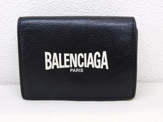樂天商城 - バレンシアガ ■ 594312 コンパクトウォレット 黒 ブラック レザー メンズ レディース 財布 BALENCIAGA □8E