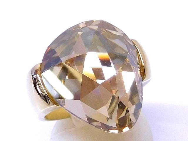 樂天商城 - 美品 スワロフスキー リング ■ 約13.5号（55）大粒 クリスタル ゴールドカラー レディース 指輪 Swarovski □ 8E