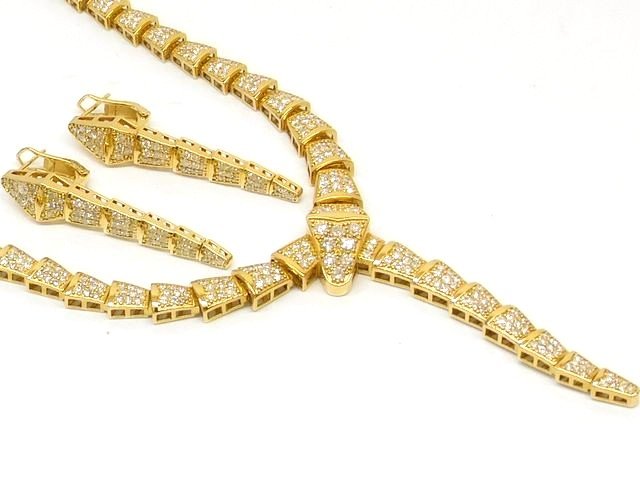 樂天商城 - 美品 K18 イエローゴールド ■ ダイヤモンド 8.70ct 0.70ct 0.70ct ネックレス ピアス 49.2g 10.5g レディース □ 8E8F●