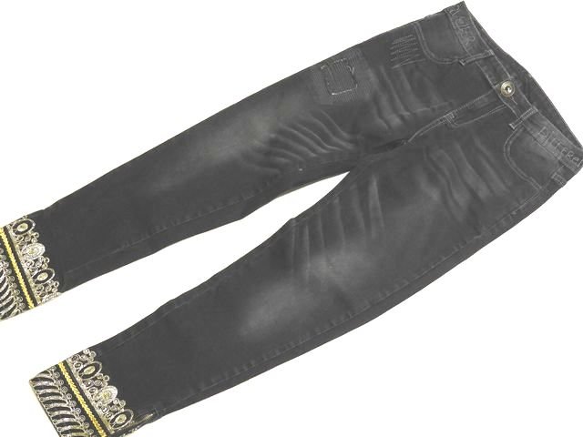 樂天商城 - ※送料無料 美品 F29 Desigual Exotic Jeans 裾刺繍 レディース ジーンズ パンツ ◇ 27 ブラック 17D2JA7 デシグアル ジーパン デニム ▼8E