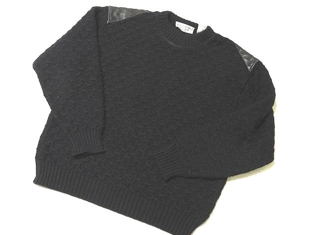 樂天商城 - F39 ヴィンテージ ジバンシイ メンズ セーター ◇ M/48 ブラック ニット 肩レザー 長袖 GIVENCHY GENTLEMAN PARIS ▼8F