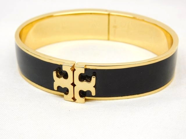樂天商城 - 美品 TORYBURCH トリーバーチ ■ キラ バングル ブレスレット ブラック 黒系 ゴールド金具 レディース □8F