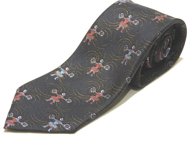 樂天商城 - ※送料無料 美品 エルメス 総柄 ネクタイ ◇ シルク メンズ 7049 TA HERMES ヴィンテージ グレーがかったブラック系 カラフル ▼8F