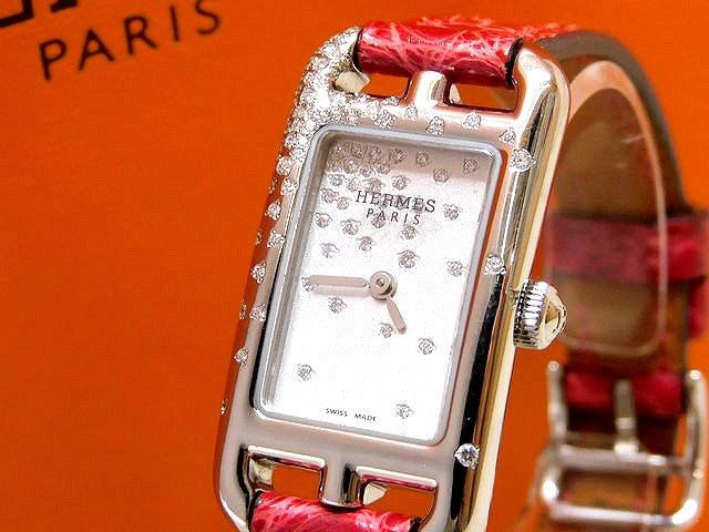 正規店購入 美品 エルメス ■ ナンタケット ジュテ・ドゥ・ディアマン 腕時計 NA2.131 ダイヤ ステンレス レディース ウォッチ□8D