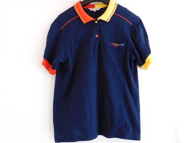 15 レオナール LEONARD SPORT スポーツ ヴィンテージ ポロシャツ ■ ネイビー系 コットン 半袖 レディース □8G