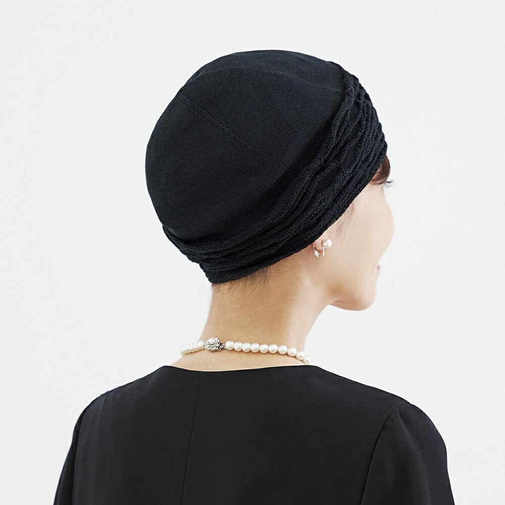 【ポスト投函　送料無料】コジット(COGIT)絹100％おしゃれニットヘアキャップ ブラック 3