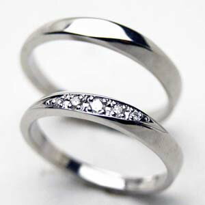 結婚指輪 プラチナリング 指輪 マリッジリング プラチナ ペアリング 刻印無料 ダイヤリング 5石 2本セット 無料ブル…