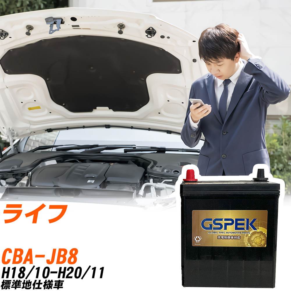 ホンダ ライフ JB8 H18/10-H20/11 標準地仕様車 バッテリー GSPEK 車 Gシリーズ G-50B19L/PL 【H04006】
