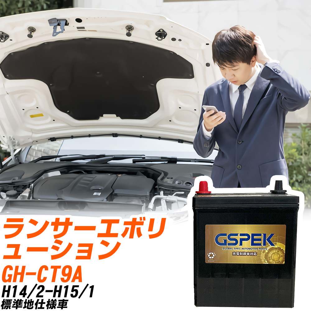 三菱 ランサーエボリューション CT9A H14/2-H15/1 標準地仕様車 バッテリー GSPEK 車 Gシリーズ G-65B24L/PL 【H04006】