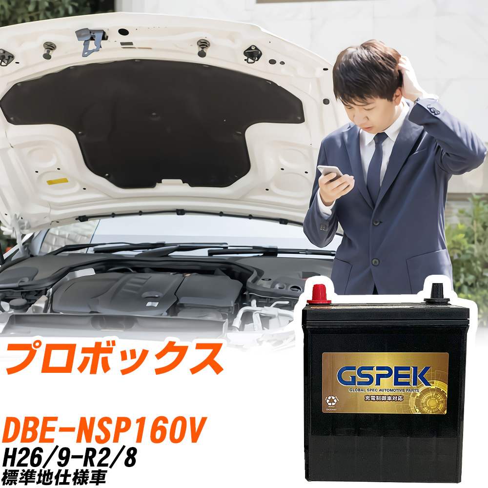 トヨタ プロボックス NSP160V H26/9-R2/8 標準地仕様車 バッテリー GSPEK 車 Gシリーズ G-65B24L/PL 【H04006】