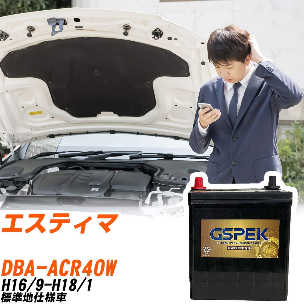 トヨタ エスティマ ACR40W H16/9-H18/1 標準地仕様車 バッテリー GSPEK 車 Gシリーズ G-85D23L/PL 【H04006】