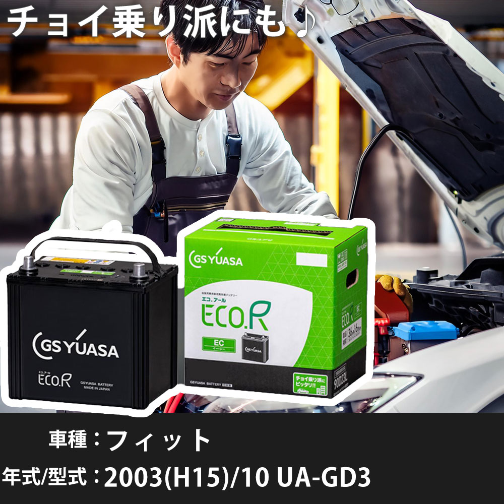 ホンダ フィット 2003(H15)/10 UA-GD3 L15A 1500cc ※3 38B19L 寒冷地 GSユアサ EC-60B19L カーバッテリー カーメンテナンス 車検整備 自動車用品 【H31006】