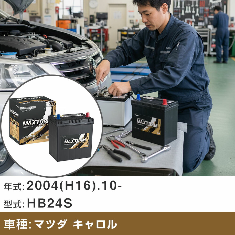 車 バッテリー マツダ キャロル 2004(H16).10-/HB24S 660cc/標準地・寒冷地 適合参考 マックストーム MAXTORM GOLD-ISS M-55(B20L) カーメンテナンス 車検整備 自動車用品 【H41001】