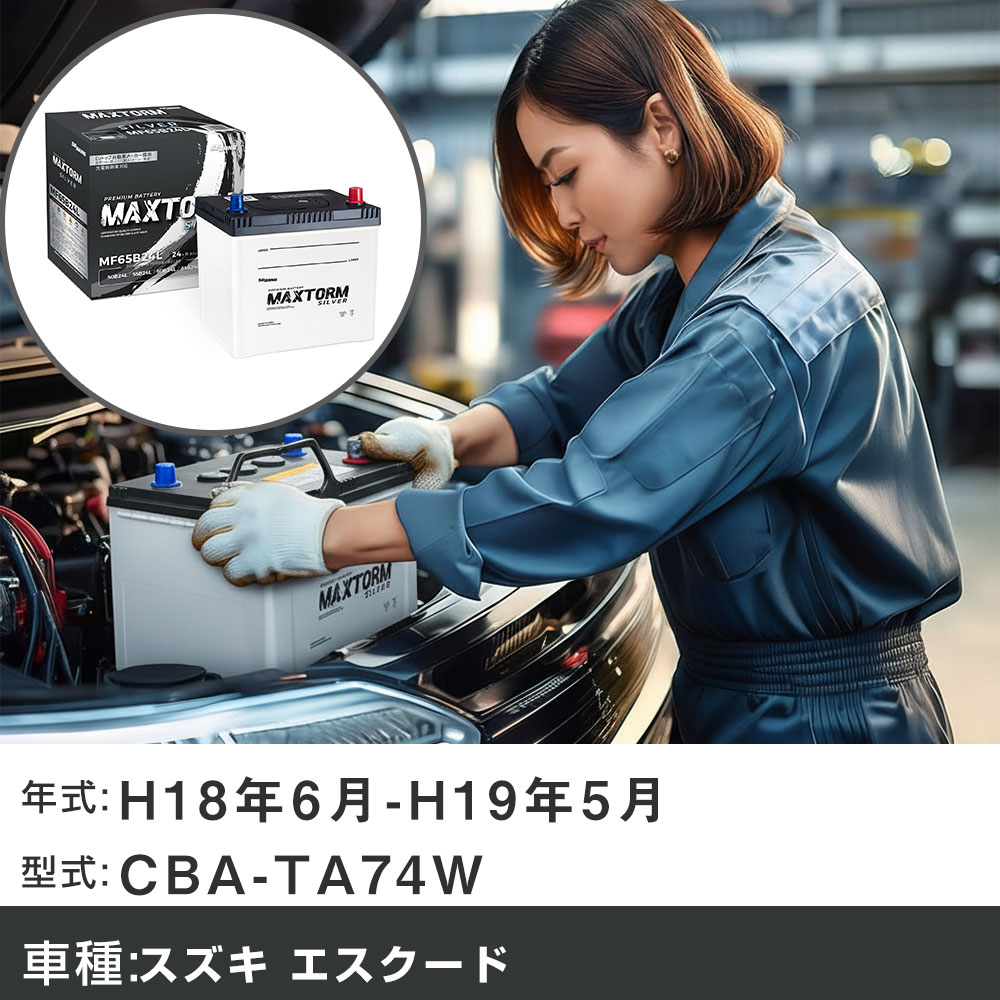 車 バッテリー スズキ エスクード H18年6月-H19年5月 CBA-TA74W 1600cc/充電制御システム搭載車/寒冷地仕様車 適合参考 マックストーム MAXTORM SILVER MF65B24L カーメンテナンス 車検整備 自動車用品 【H41001】