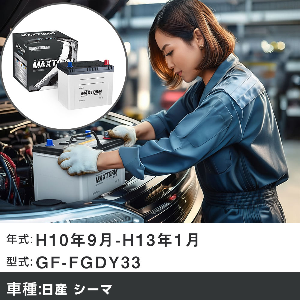 車 バッテリー 日産 シーマ H10年9月-H13年1月 GF-FGDY33 4100cc/充電制御システム搭載車除く/標準地仕..
