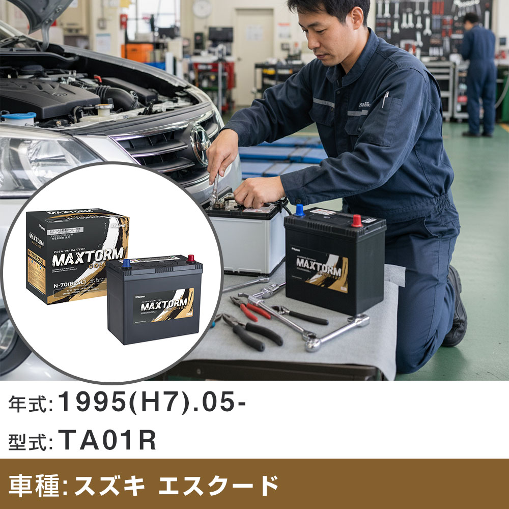 車 バッテリー スズキ エスクード 1995(H7).05-/TA01R 1600cc/コンバーチブル/標準地・寒冷地 適合参考 マックストーム MAXTORM GOLD-ISS N-70(B24L) カーメンテナンス 車検整備 自動車用品 【H41001】