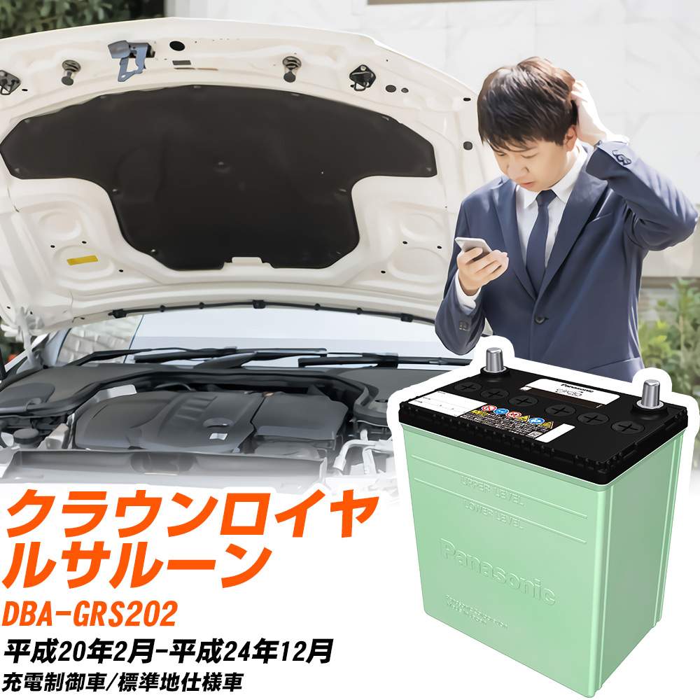 トヨタ クラウンロイヤルサルーン 対応 バッテリー GRS202 H20/2-H24/12 標準地仕様 カーバッテリー パナソニック サークラ 車 N-75D23L/CR 【H04006】