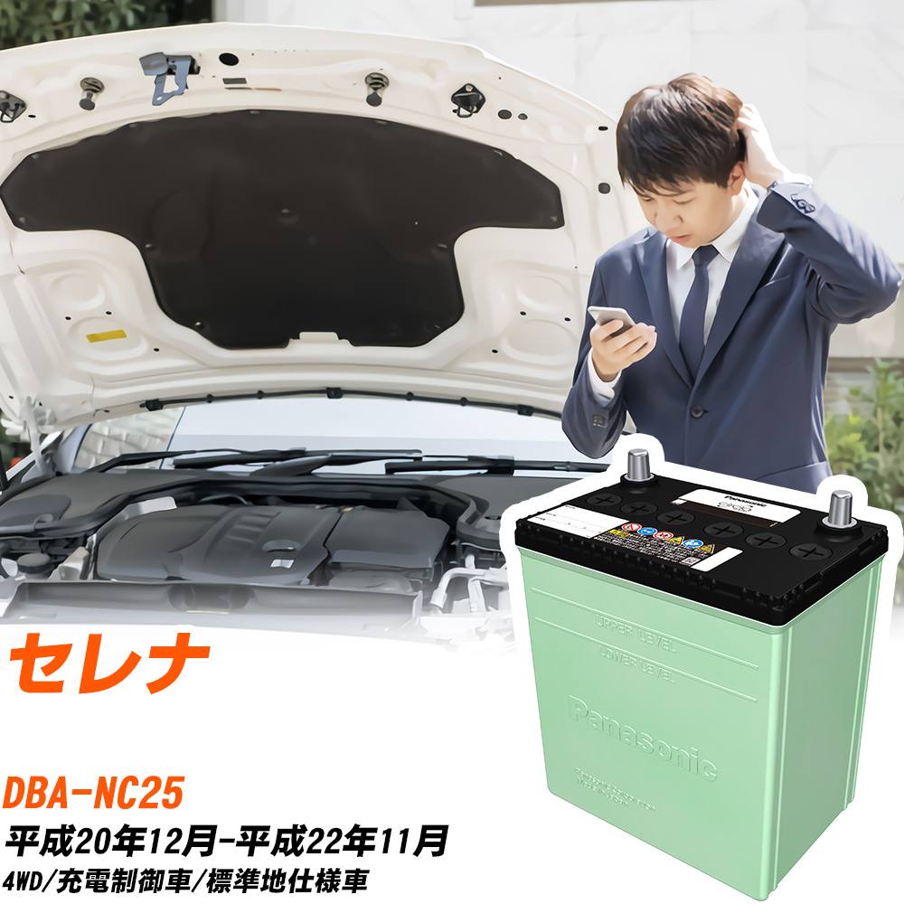 日産 セレナ 対応 バッテリー NC25 H20/12-H22/11 標準地仕様 カーバッテリー パナソニック サークラ 車 N-80D23L/CR 【H04006】
