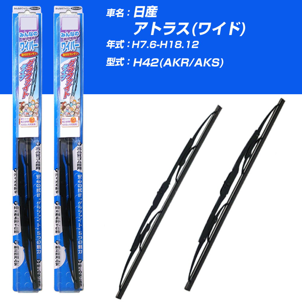 【みんなのワイパー】雨用ワイパー 2本セット 日産 アトラス(ワイド) H7.6-H18.12/H42(AKR/AKS) NWB 【品番：m50x1 m50x1】