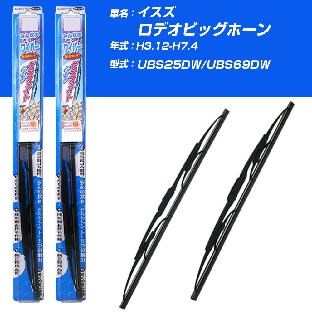 【みんなのワイパー】雨用ワイパー 2本セット イスズ ロデオビッグホーン H3.12-H7.4/UBS25DW/UBS69DW NWB 【品番：m50x1 m50x1】