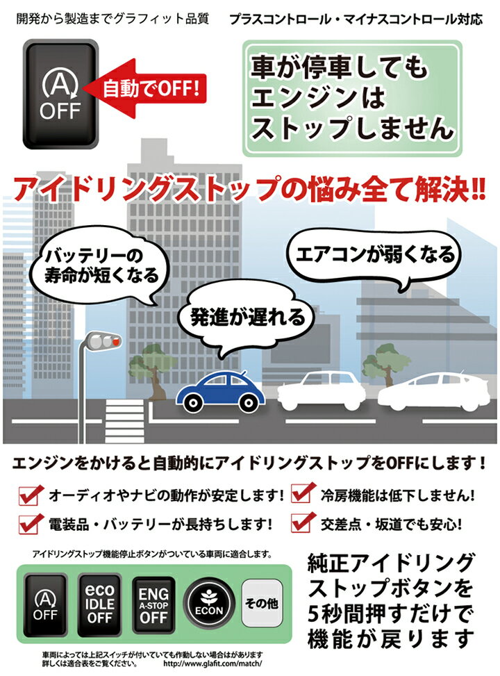 アイドリングストップキャンセラー アイドリングストップ 無効化 オフ 不要 解除 エンジンストップ アイスト いらない アイドリング HID エアコン 渋滞 燃費 あす楽 日本製 国産 ワゴンR タント NBOX glafit グラフィット ぐらふぃっと 送料無料